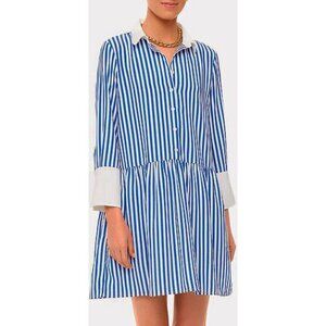 New Tuckernuck Hayes Stripe Mini Drop-Waist Shirtdress Blue XS
